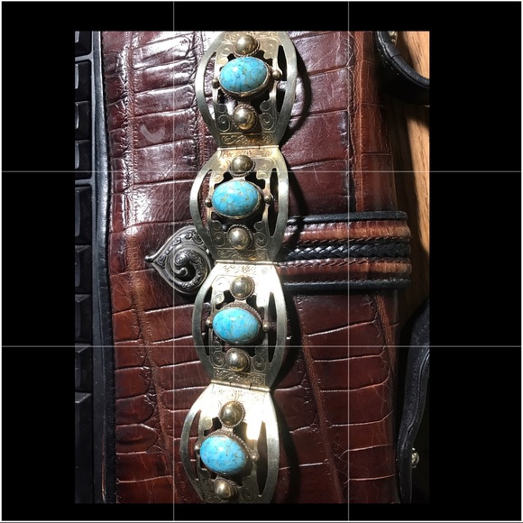 Mexican silvertone Turquoise bracelet - Picture 1 of 2